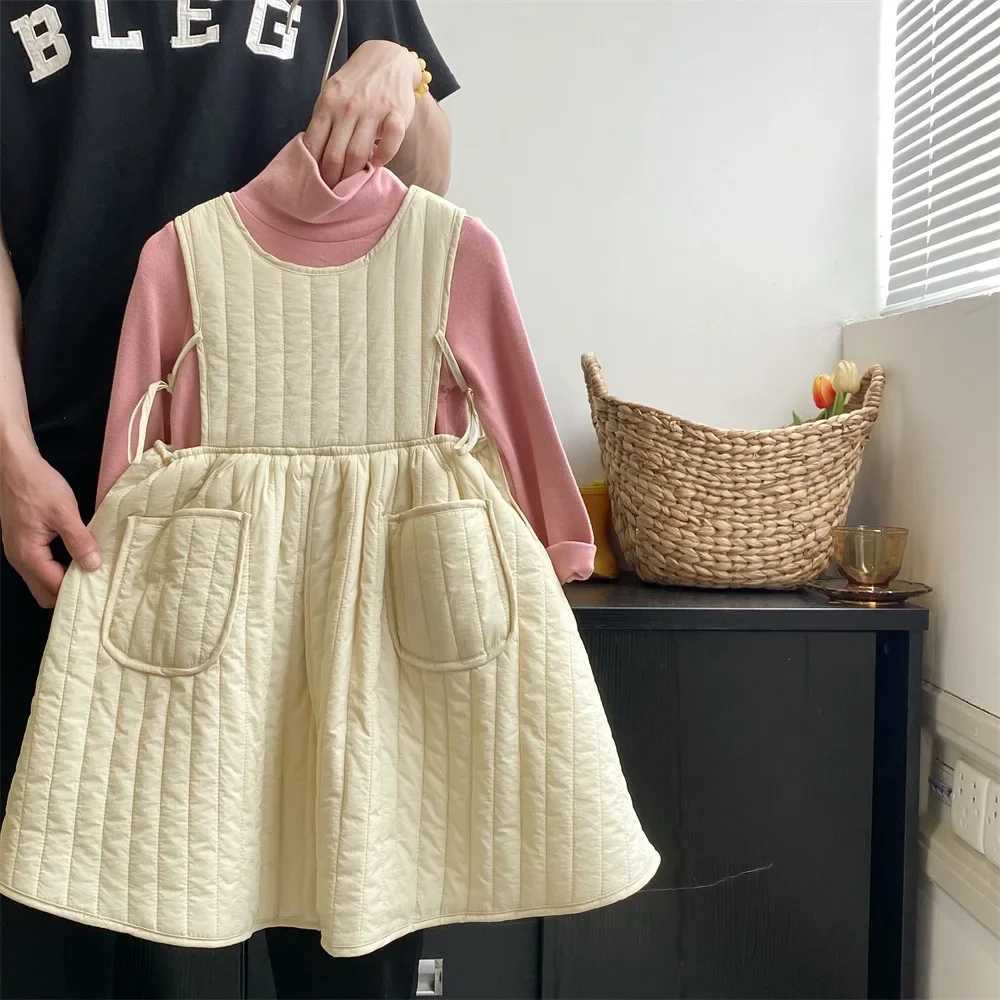 Girls Casual Dresses Autumn Winter New Forest Style Children Clothing Strap Skirt Princess Sleeveless Striped Soild C250916
