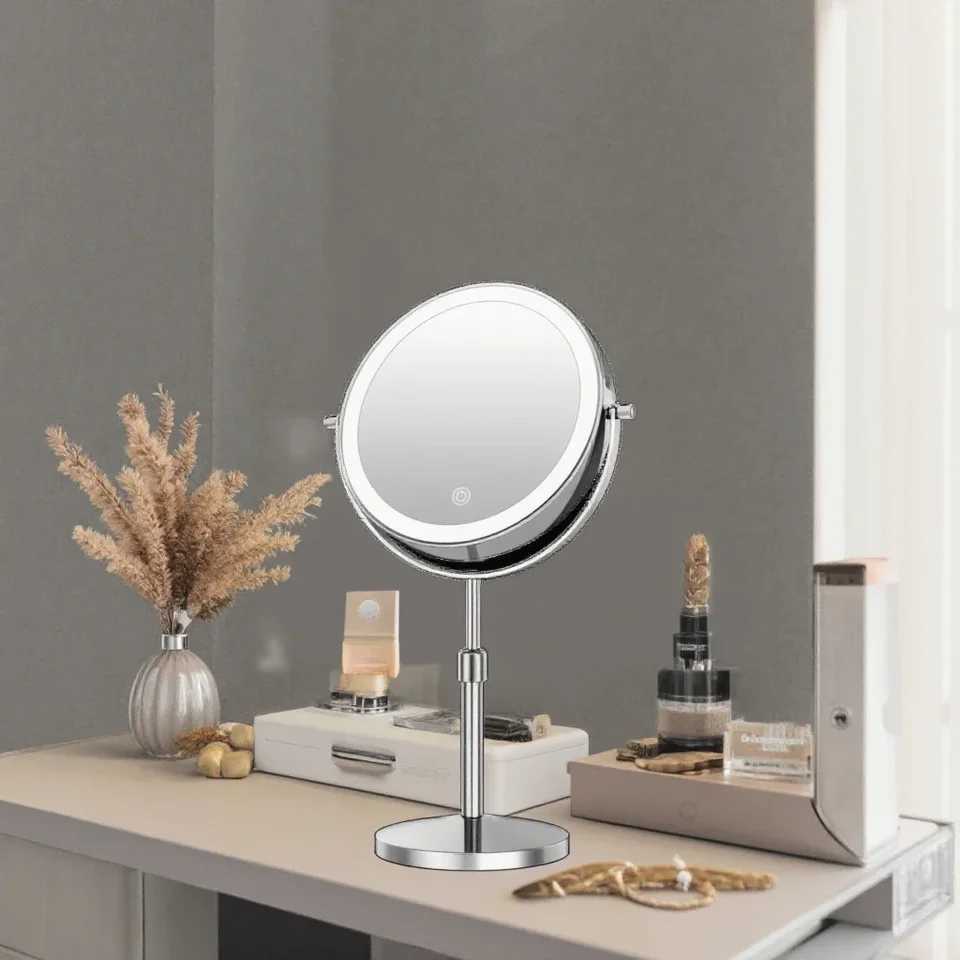 7 Makeup Mirror with Light USB Rechargeable Height Adjustable 1X10X Magnifying 3 Color lighting 360 Rotation Vanity Mirror C250916