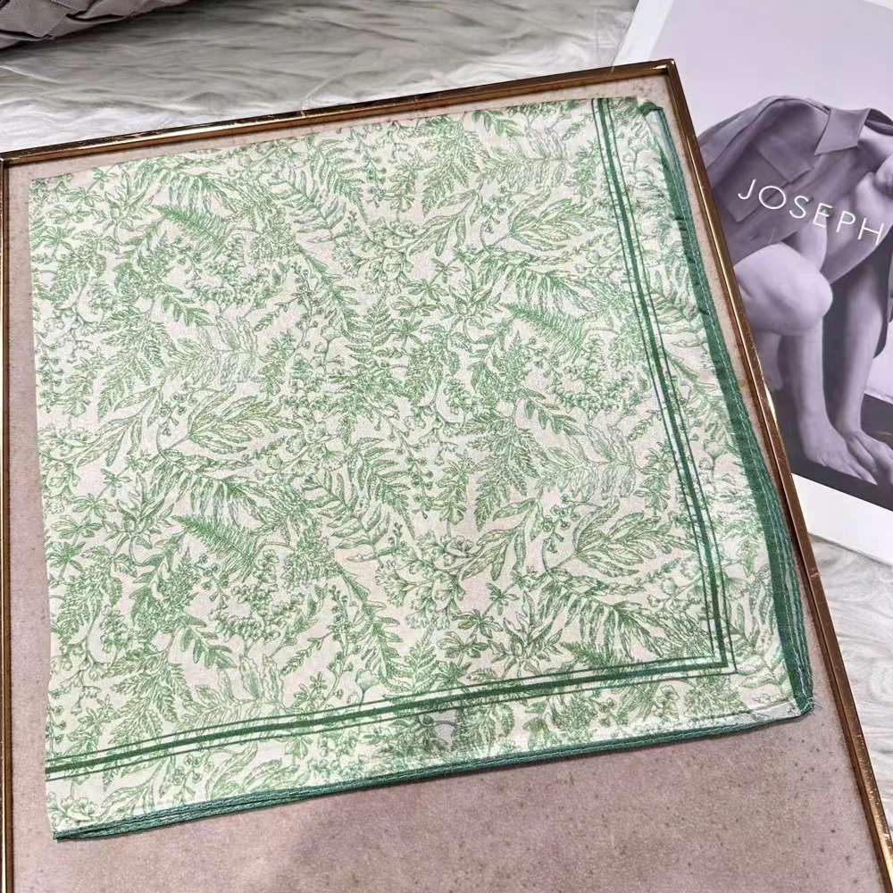 green Women 100 Mulberry Silk Scarf For Hair Headscarf Spring Fall Elegant Floral Small Silk Square Neck Scarves Neckerchief 250915