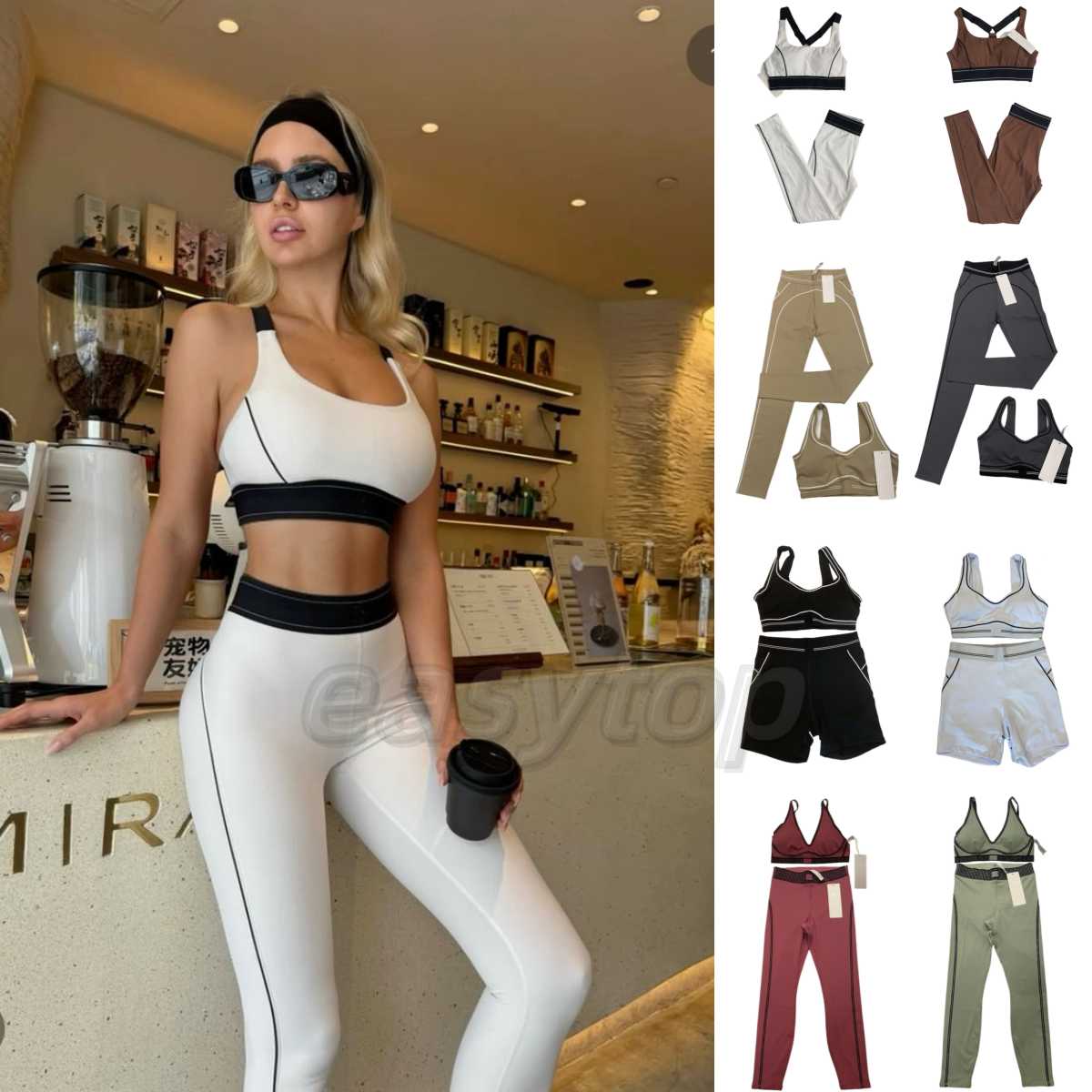 10A Hot Sale TOP Set Yoga Bra Pants Sets High Waist Women Gym Yoga Leggings Women's Quick-drying Sports Outfits Exercise Fitness Casual Women Clothes