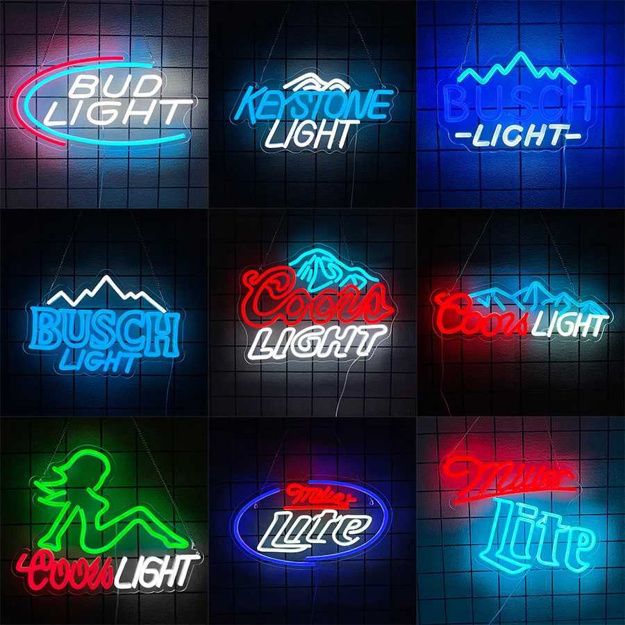 Coors Light Neon Signs for Wall DecorBuschBudKeystone Neon Lights for BedroomMan Cave Bar Pub Restaurant Party Decor Y250916