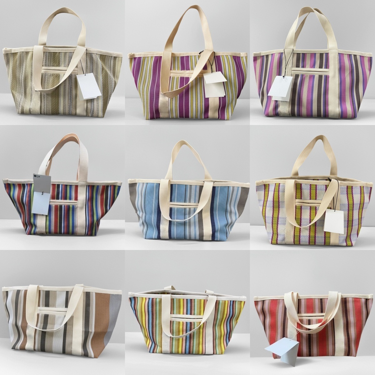 Marantts Handle Vertical Stripes Shopping Bags Casual Tote Handbag Large Designer Colorful Shoulder Bag