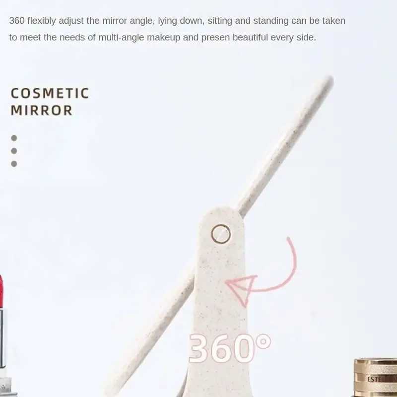 Foldable Desktop Makeup Mirror 360 Degree Rotating Double Sided Princess Mirror Portable With Stand Square Round Mirror Home C250916