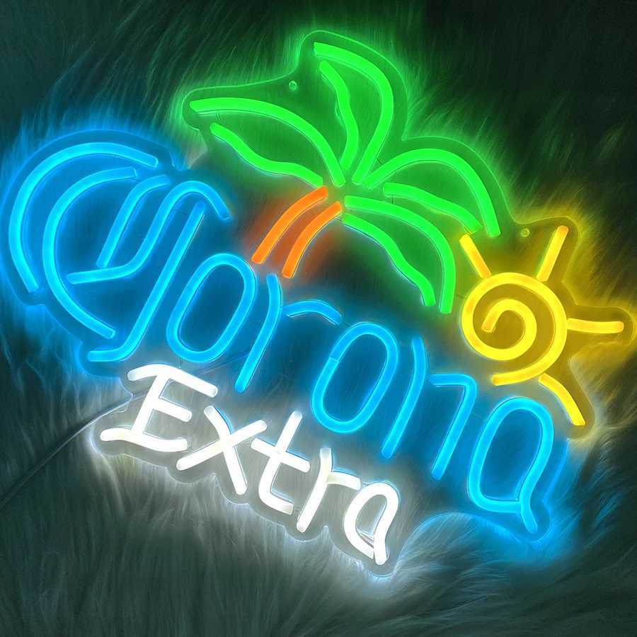 Palm Tree Corona Extra Beer Neon Sign for Home Bar Man Cave Pub Store Party Club Bistro Light Up Bar Neon Signs for Wall Decor Y250916
