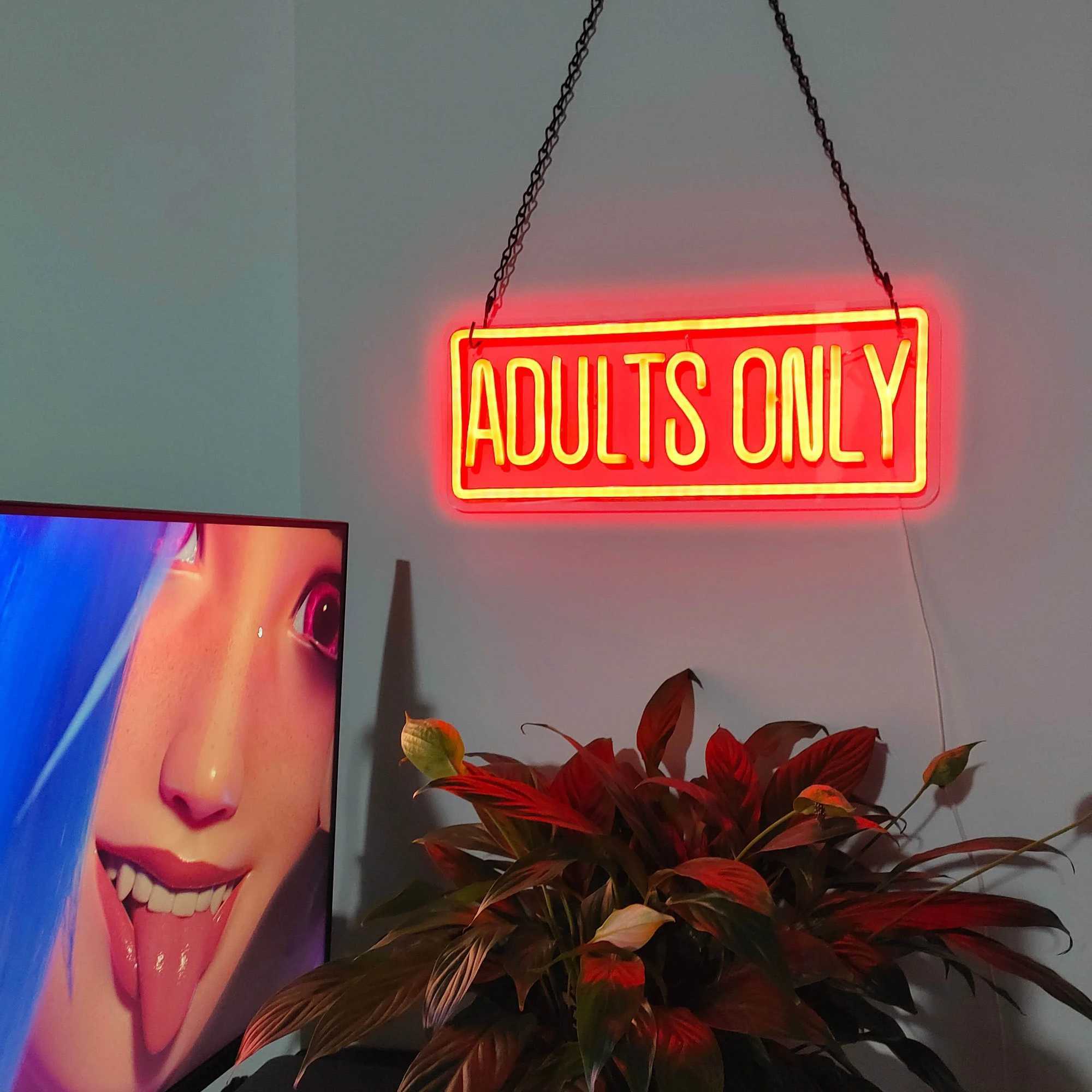 Bold Red Adults Only Neon Sign Versatile Wall Decor for Party Bedroom Man Cave USBPowered Y250916