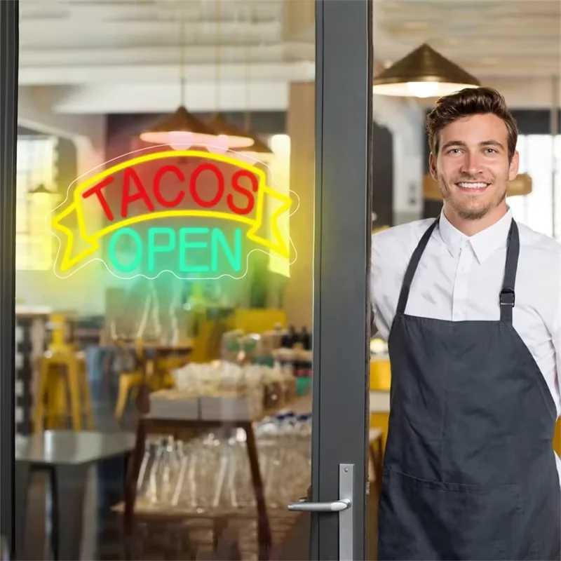 Dessert Food LED Neon Sign Lights Coffee Ice Cream Cocktail Tacos Lamps For Fast Food Restaurants Snack Bar Wall Decor lights Y250916