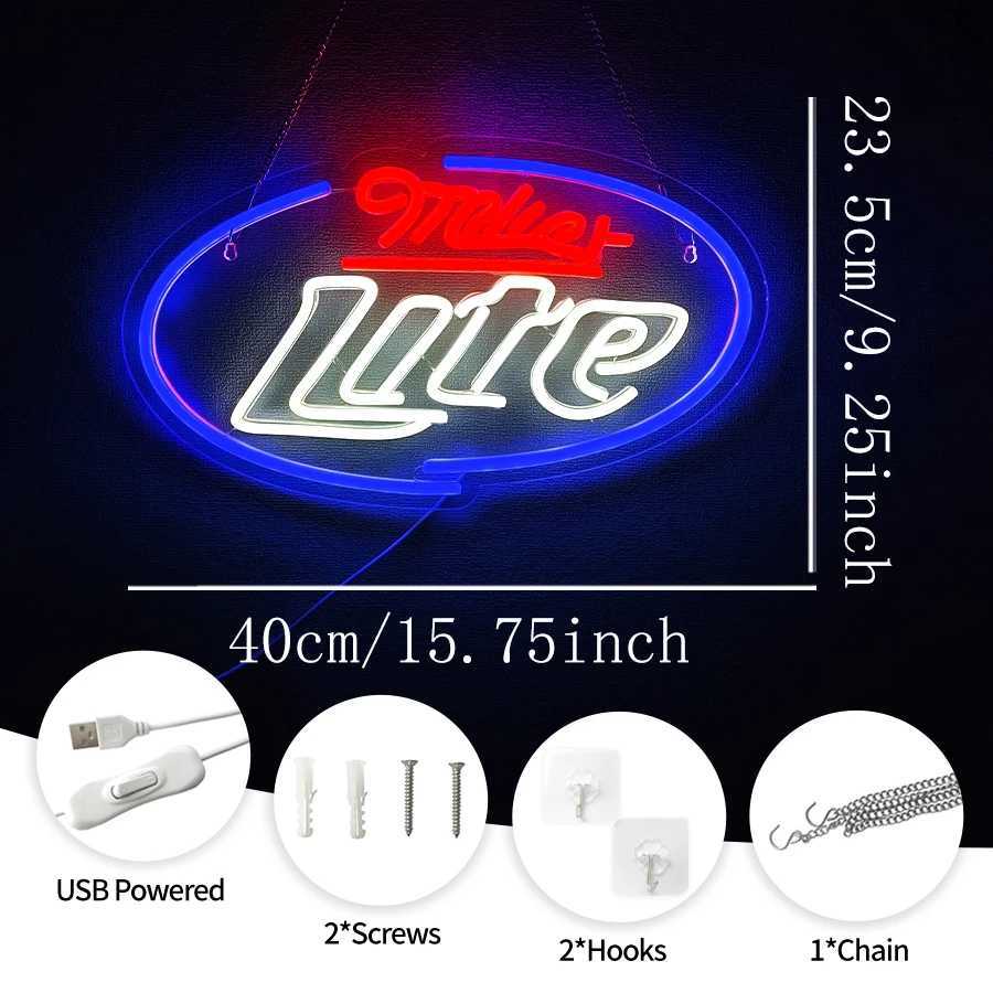 Miller Lite Neon Sign For Wall DecorLed Neon Light For Man CaveBedroom DecorationStoreBeer BarPubClubPartyUSB Powered Y250916