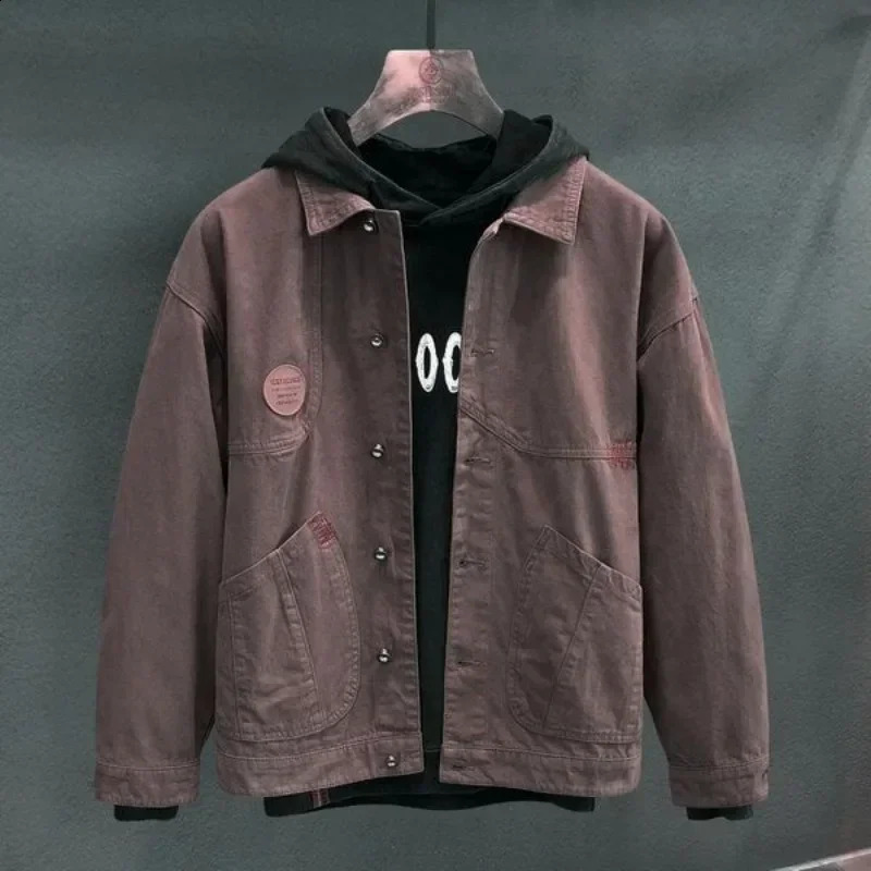 Patchwork Denim Jacket Men Jean Streetwear Hip Hop Loose Coats Clothing Spring Autumn Oversized Outerwear Korean Tops 250916
