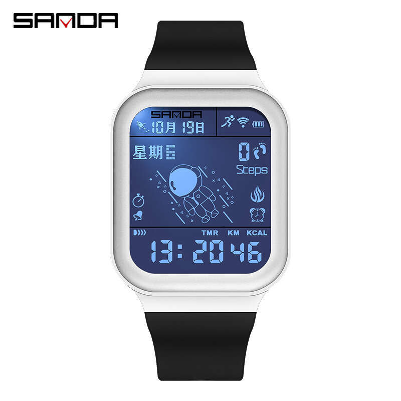 DHgargets Sanda Step Counter Calorie Electronic Outdoor Sports Waterproof Personalized Astronaut Student Watch