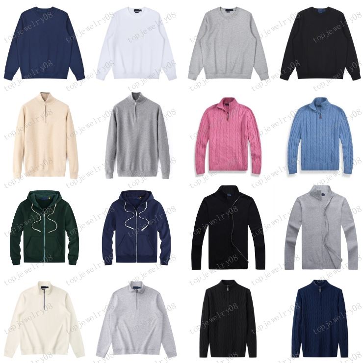 Mens Polo Hoodie Designer Polo Sweater Polo Hoodie Thick Half Zipper High Neck Warm Pullover Slim Knit Knitting Hoody Hooded Sweatshirt Tracksuit Cardigan pull
