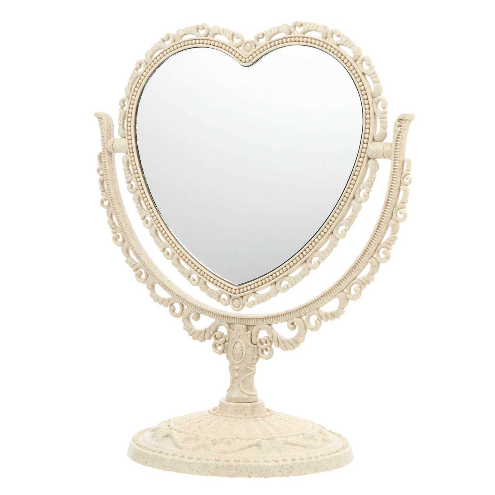 Rotating Vanity Mirror Beige Makeup for Dresser Girl Desk Plastic Vintage Chic Details C250916