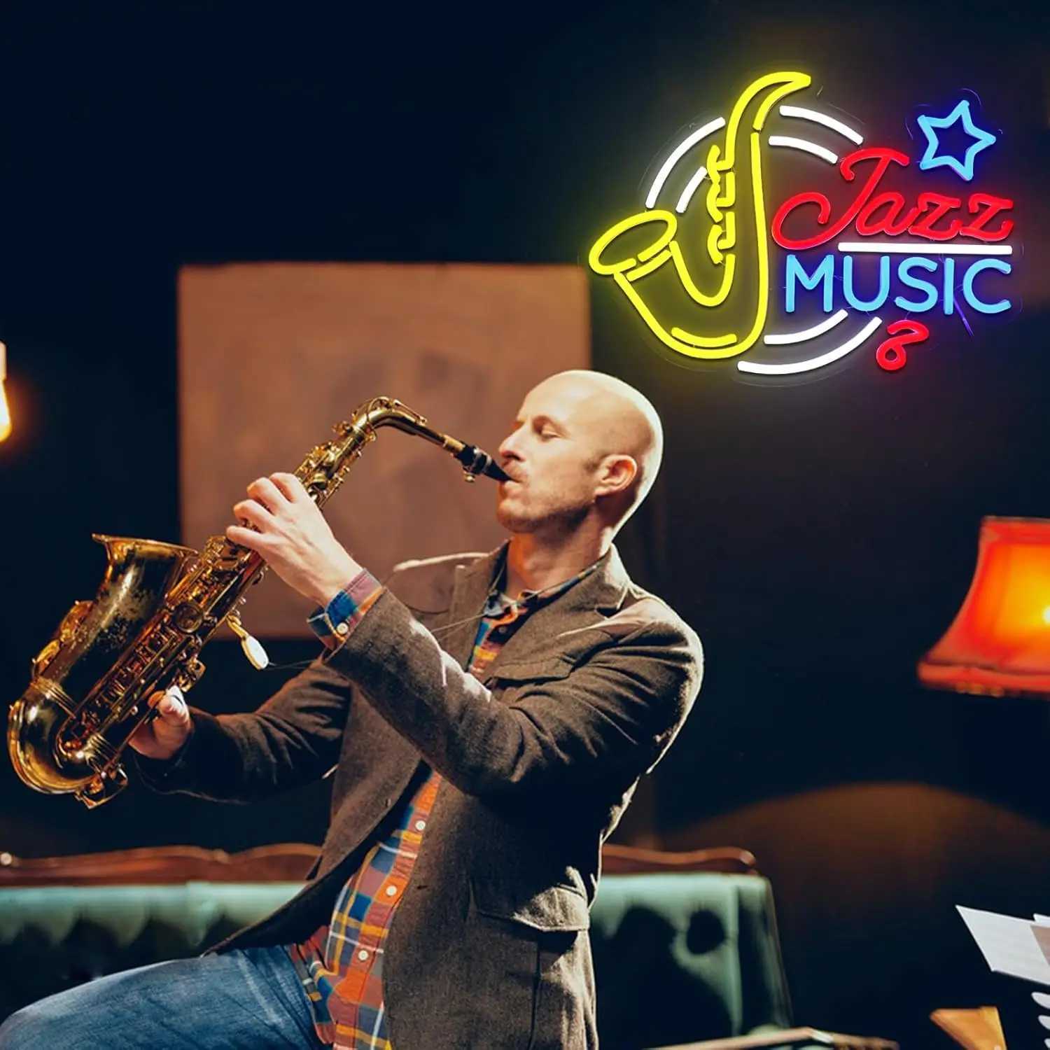 Jazz Music Neon Sign USB Dimmable LED Neon Light for Recording Room Show Bar Man Cave Club Party Retro Home Decoration Gift Y250916