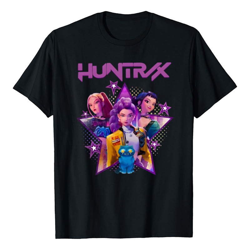 Hot Sale kpop demon hunters Print Graphic T-shirt 2025 kpop Movie kids Family Casual Short Sleeve Loose T-shirt