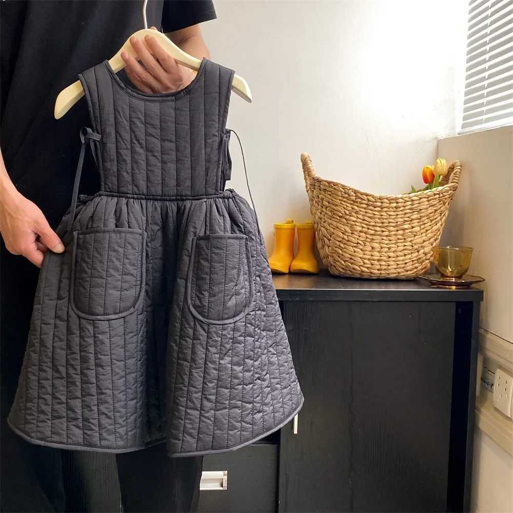 Girls Casual Dresses Autumn Winter New Forest Style Children Clothing Strap Skirt Princess Sleeveless Striped Soild C250916