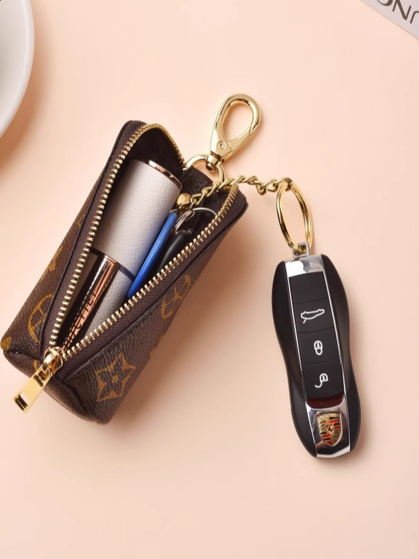 Vintage Printed Womens Key Bag Multifunctional Fashion Car Key Bag Remote Control Storage Bag Key Holder 250916