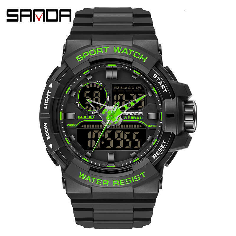 DHgargets Sanda New Style Personality Casual Men's Electronic Multi-Functional Trendy Cool Watch Outdoor Sports Waterproof Wristwatch