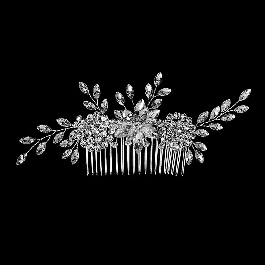 Silver Color Rhinestone Wedding Hair Comb Pearl Crystal Hair Accessories for Bride Ornament Prom Bridal Flower Headpiece Jewelry 250915