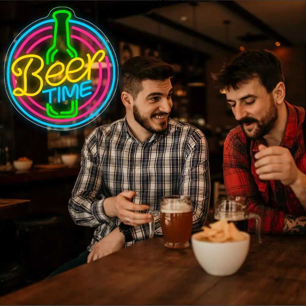 Bar Neon Sign Beer Led Sign for Wall Decor Beer Time LED Light for Home Bar Pub Night Club Man Cave Party Art Decor Gift Y250916