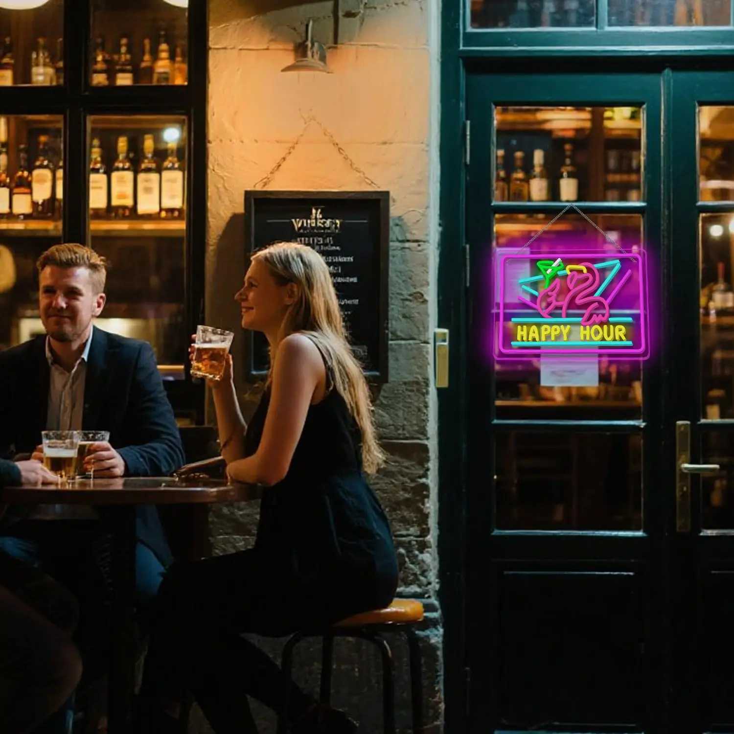 Happy Hour Bar Neon Sign Light Up for Wall Decor Led Business Bedroom Game Room Club Party Man Cave Decoration Y250916