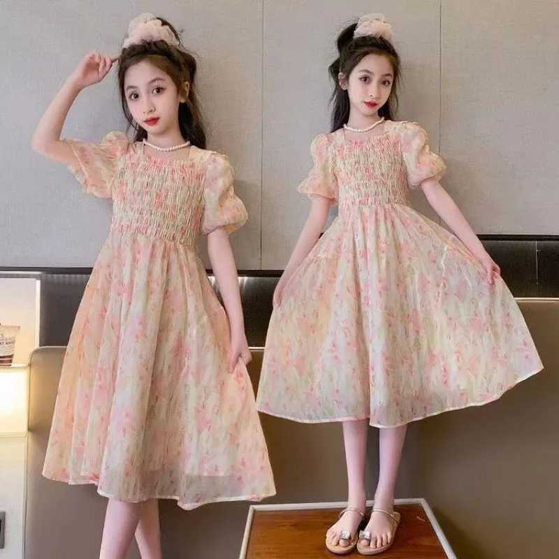 Kids Summer Dress Floral Pattern Girl Party Dress Chinese Style Kids Dress Summer Clothes Girl 6 8 10 12 14 Years Old C250916