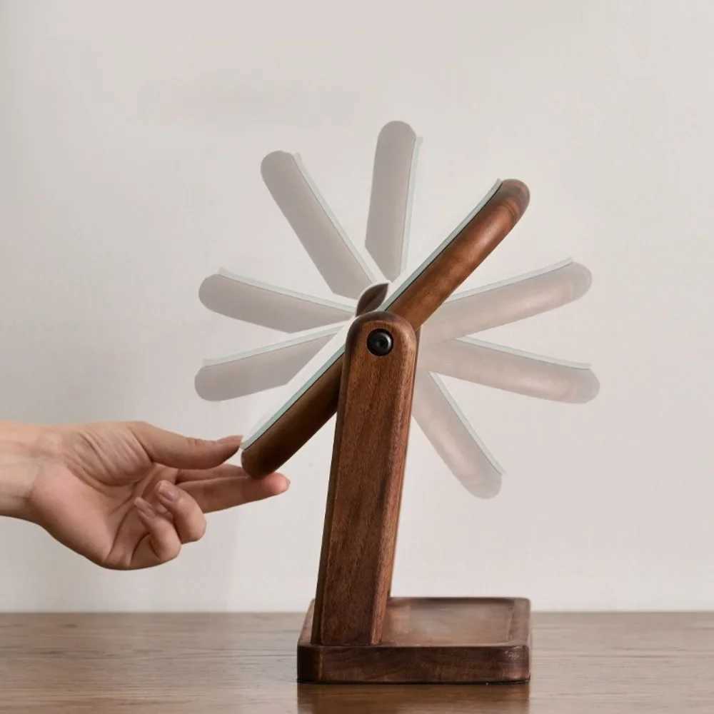 Solid Wood Makeup Mirror Storage Integrated Black Walnut Dressing Mirror Rotating Desktop Makeup Mirror HD Portable Holiday Gift C250916