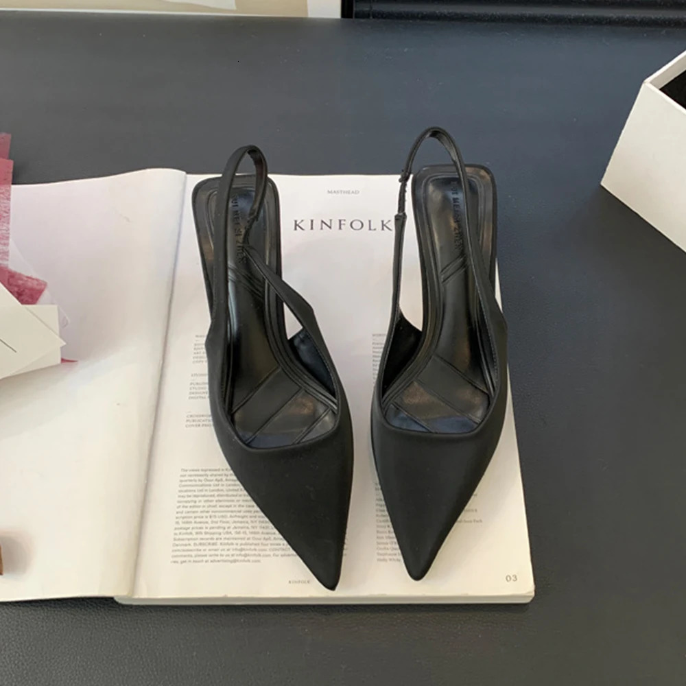Womens Slingback Kitten Heels Sandals Closed Pointed Toe Stiletto Comfortable Women Pumps Prom Party Evening Dress Shoes 250915