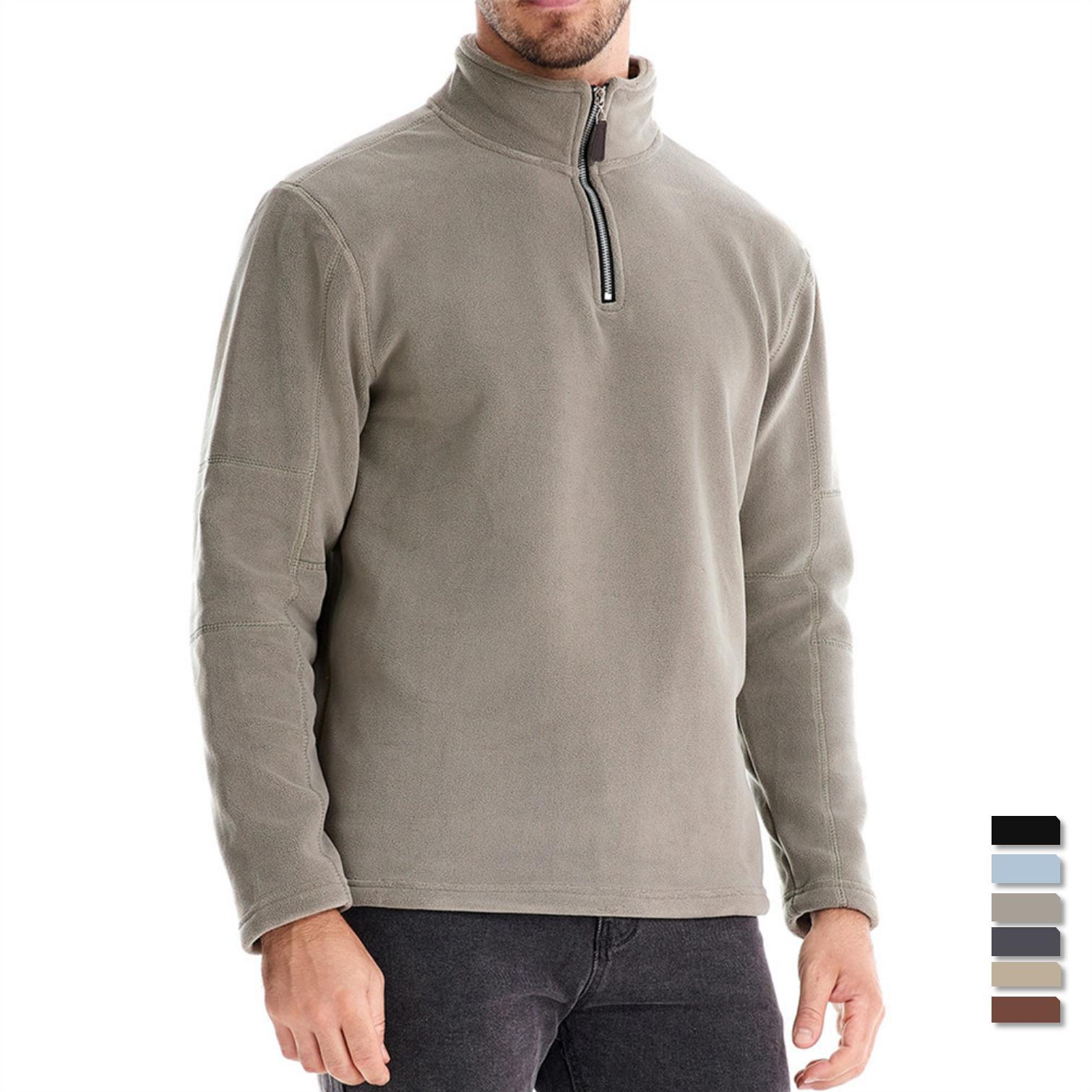 Men's Hoodies Autumn Winter Arrival Stand Collar Half Zip Long Sleeve Sweater Trendy Casual Solid Color Top