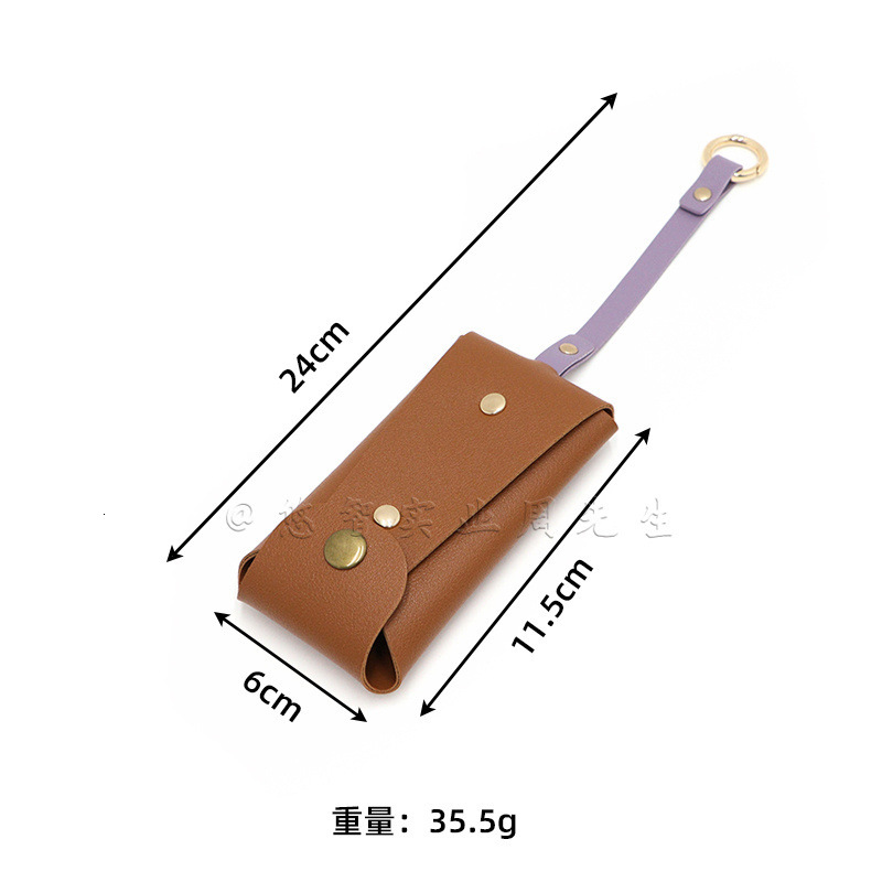 2025 Korean Version New Style Color-Block Leather Keychain Key Bag with Buckle Car Keychain Key Bag Coin Purse ddmytues