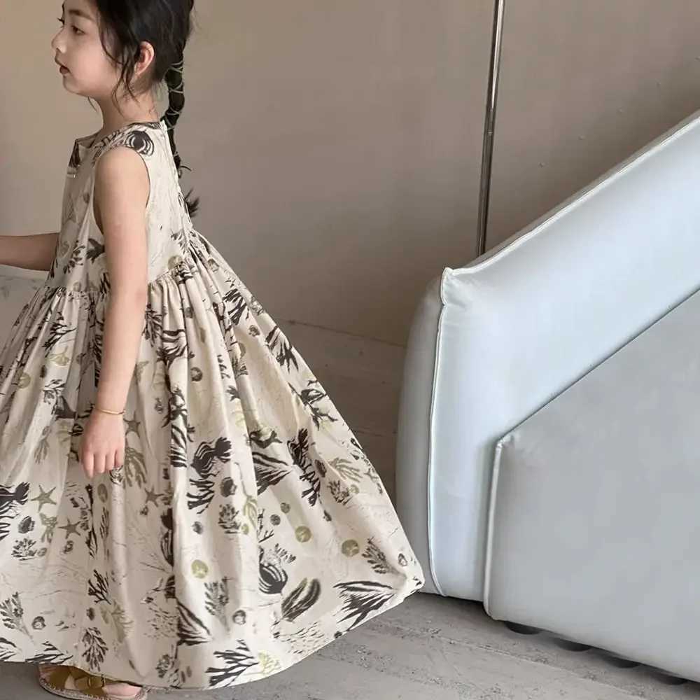 Girls Casual Dresses Floral Print Sleeveless Dress Flower Girl Dresses Kids Clothes for Girls 3 To 7 Years Toddler Girl Clothes C250916