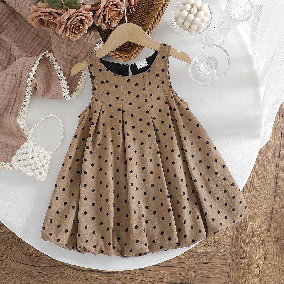 Baby Girls SpingSummer 2025 Sleeveless Fashion Polka Dot Vintage Casual Dress For 16Y Children Outdoor Clothing C250916