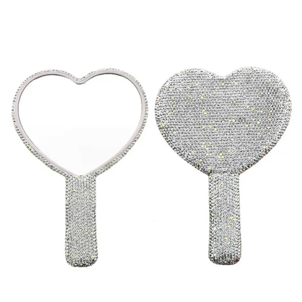 Travel Diamond Makeup Mirror Love Heart Bling Cosmetic Beauty Tools Handheld Vanity Portable Make Up Mirror for Girls Gifts C250916