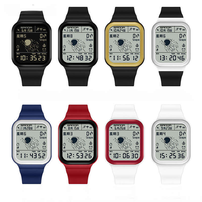 DHgargets Sanda Step Counter Calorie Electronic Outdoor Sports Waterproof Personalized Astronaut Student Watch