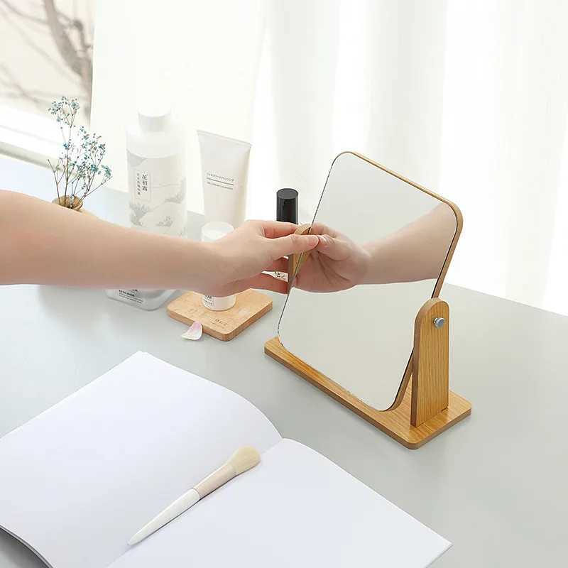 1PC Wooden Vanity Mirror Clear Personal Use Stand Angle Adjustable Makeup Base Desktop C250916