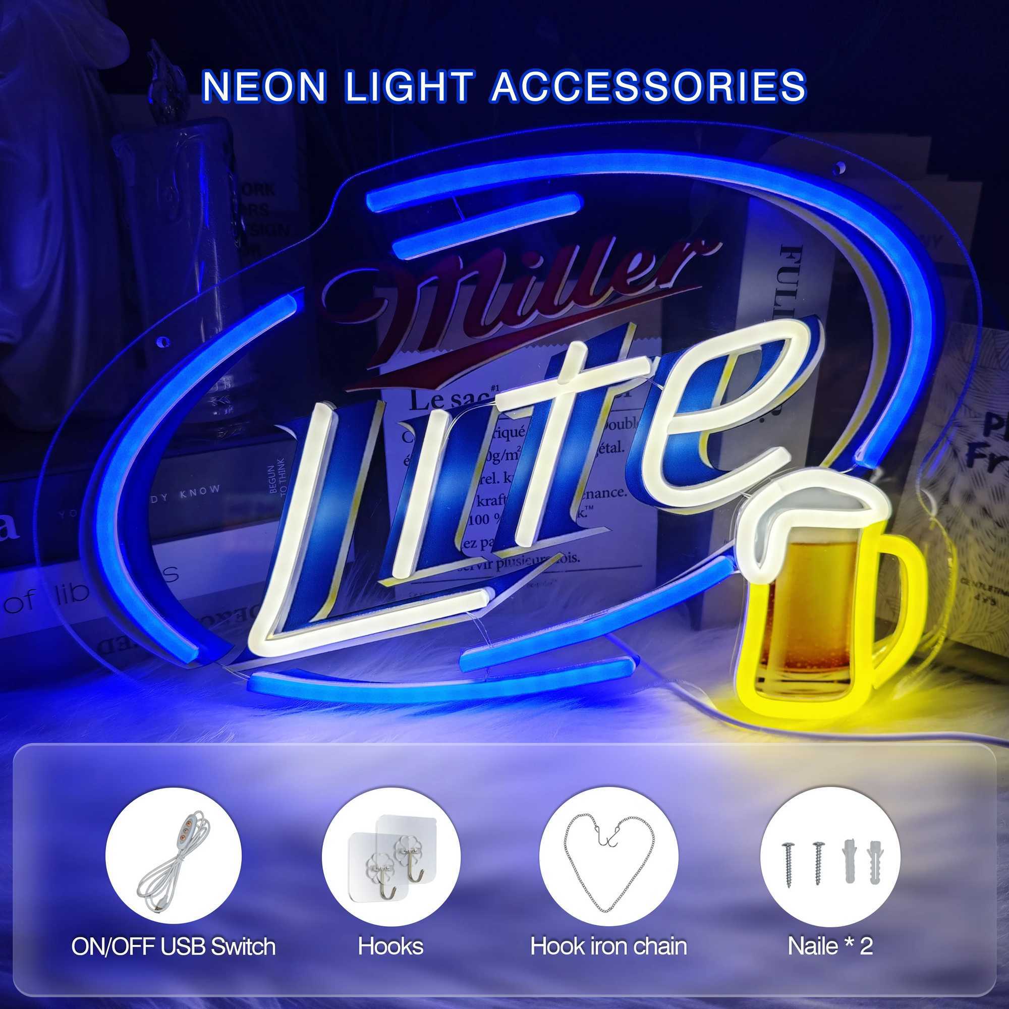 1pc Beer LED neon sign decoration board used for bedroom party bar store mens cave dimmable wall decoration neon sign Y250916