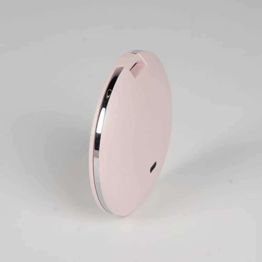 Handheld Pocket Portable Makeup Mirror with LED and Dual Sided Mirror with 5x Magnification and Rechargeability C250916