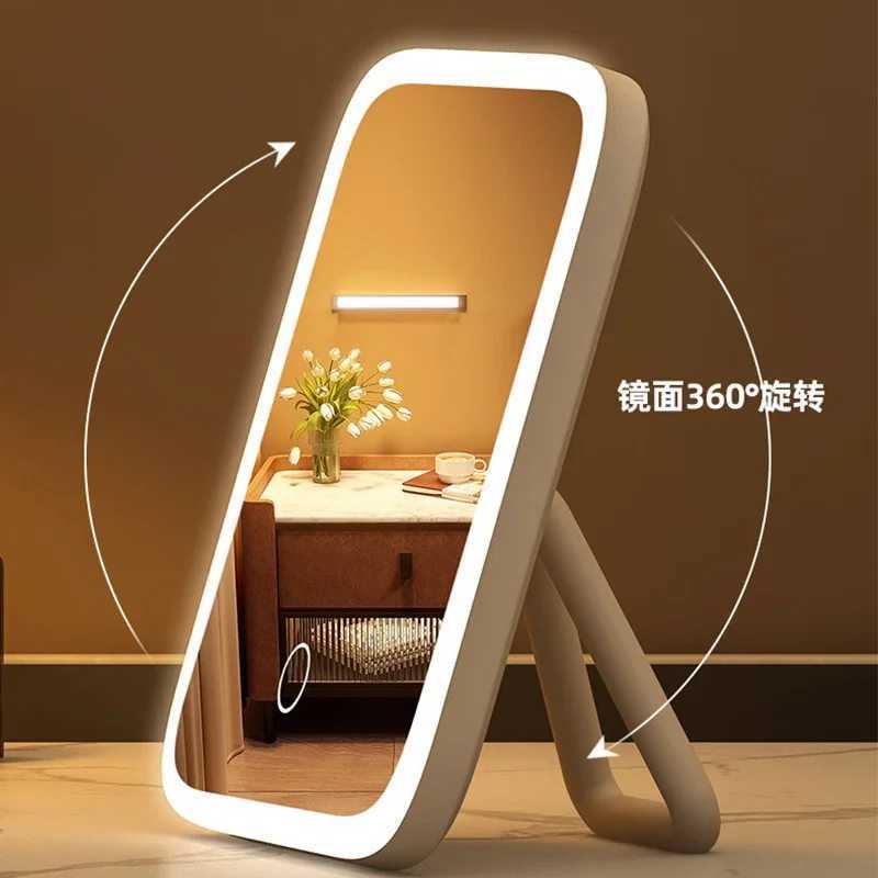 LED Smart Student Dormitory Desktop Fill Light Small Mirror Makeup Mirror With LightGirls Bedroom Dressing Table Mirror Y2509161