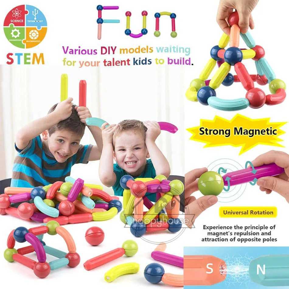 Magnetic Constructor Blocks Set Toys for Kids Magnet Stick Rod Building Blocks Montessori Educational Toys For Children Boy Girl C250916