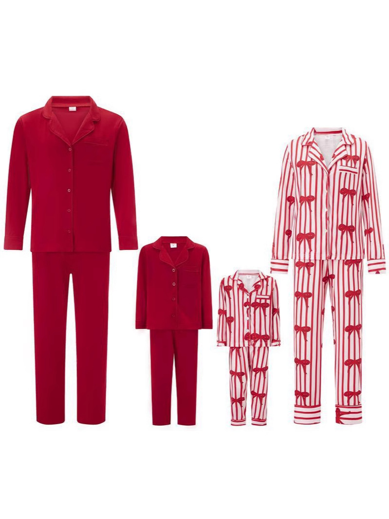 Mommy and Me Matching Christmas Pajamas Womens Daughter Girls Bow Striped Print Satin Xmas 2 Piece Pjs Set Family Sleepwear 250820