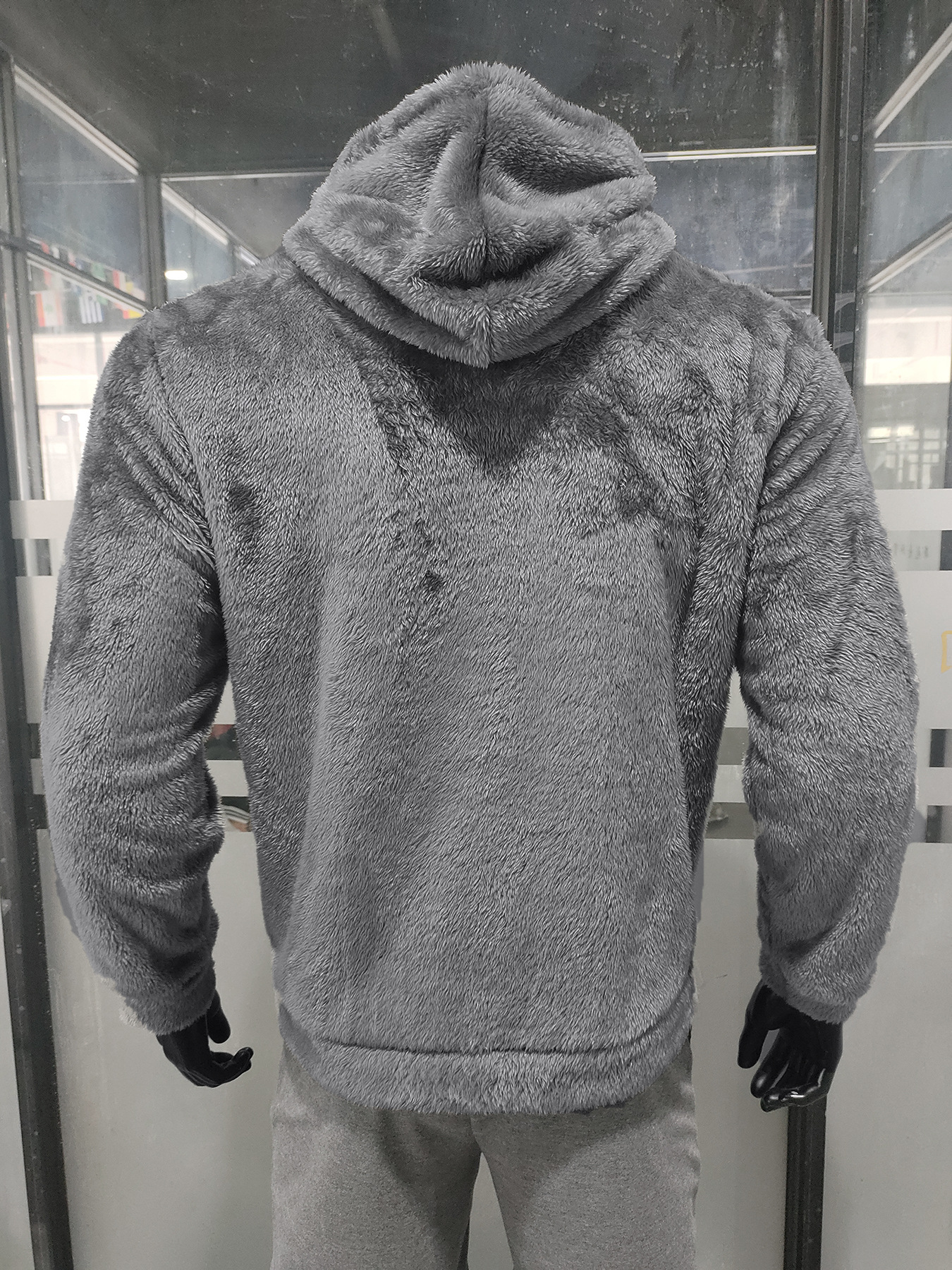 fashion Street Wear Winter Blank Oversized Streetwear Vintage Zip up Fleece Hoodie