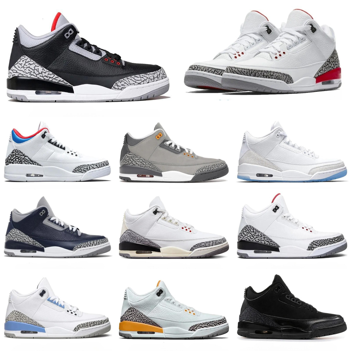 Jump Mens 3 J3 Basketball Shoes Trainers 3s Black Cat White Cement Hall of Fame Fire Red FREE THROW LINE Outdoor Sports Lucky Pine Green Dark Iirs Designer Sneakers X581