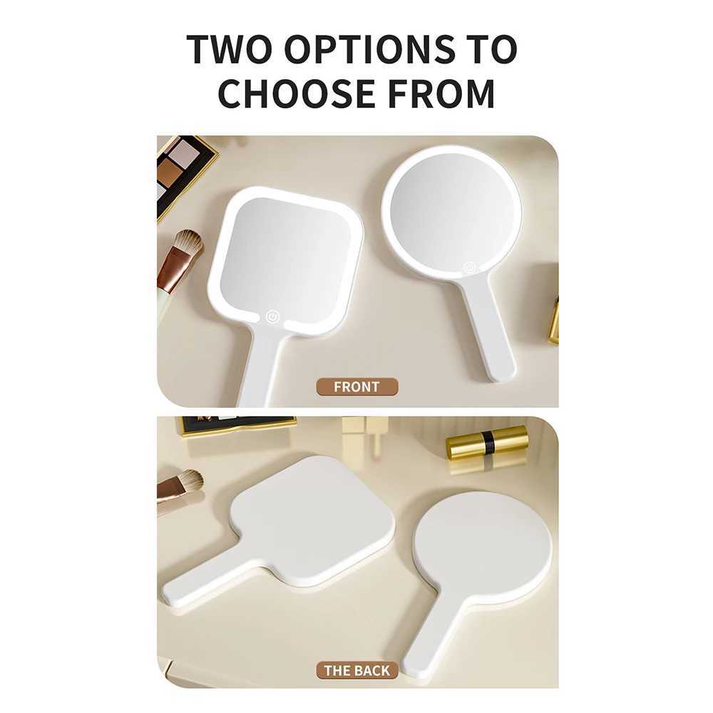 3 Colors LED Makeup Mirror Handheld Carry Adjust Brightness with Touch Screen Portable Cosmetic Mirror for Travel Home Use C250916