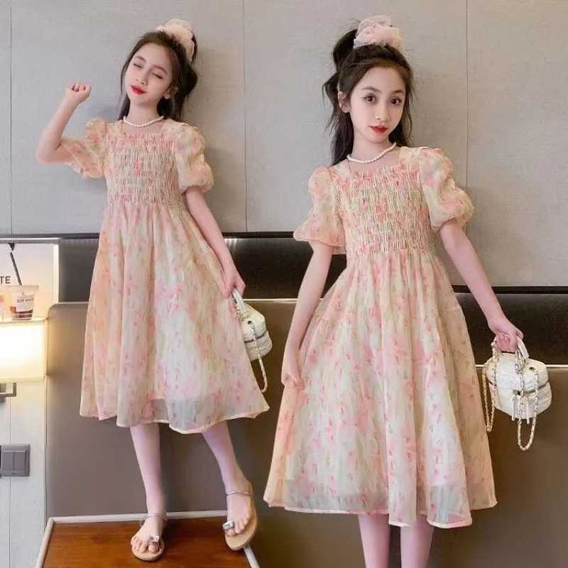 Kids Summer Dress Floral Pattern Girl Party Dress Chinese Style Kids Dress Summer Clothes Girl 6 8 10 12 14 Years Old C250916