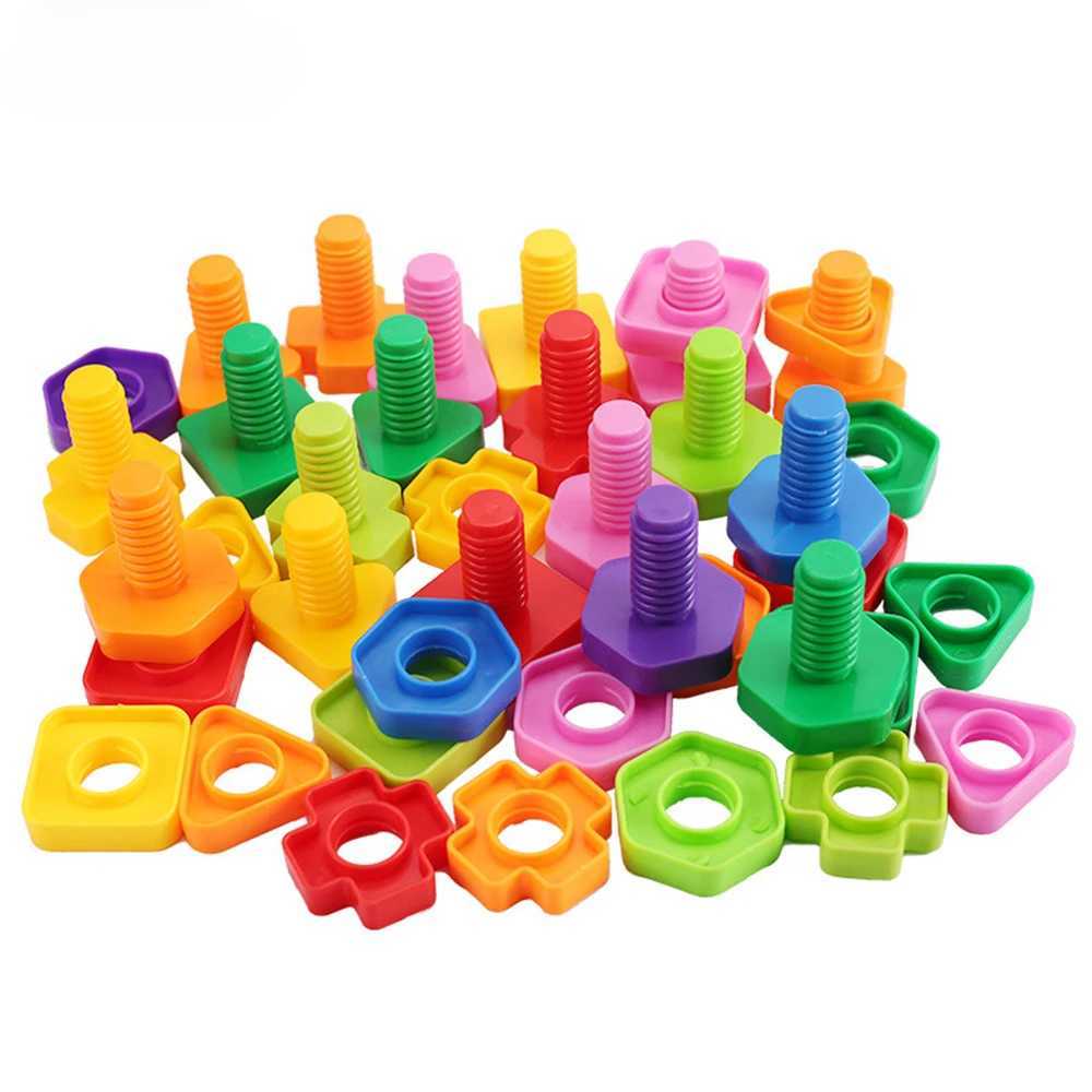 1020pcs Set Screwing Building Blocks Creative Mosaic Puzzle Toys for Children Plastic Insert Nut Shape Boys Educational Toy C250916