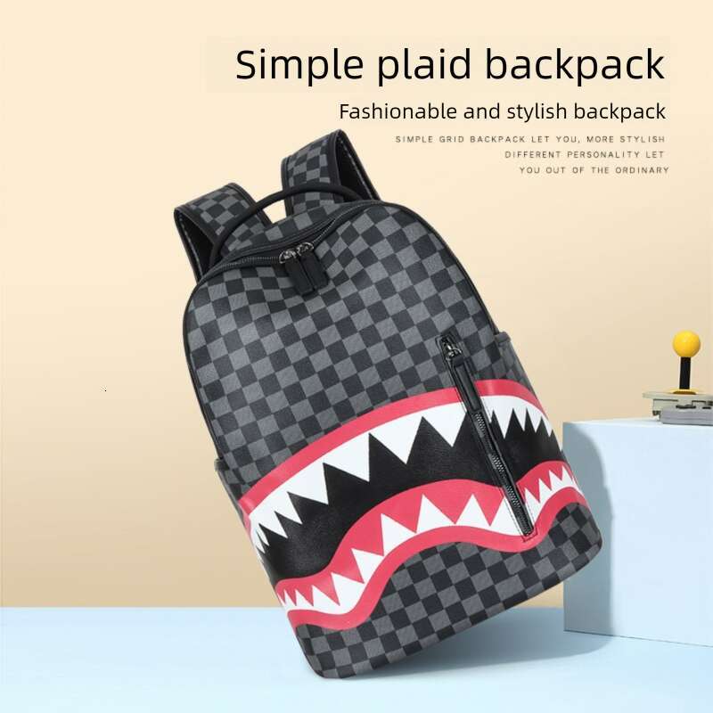 Travel Fashion Shark Tooth Pattern Fashion Backpack for Students, Schools, Large Capacity Street Trendy Shark Bag, Ideal for Daily Commuting and Leisu