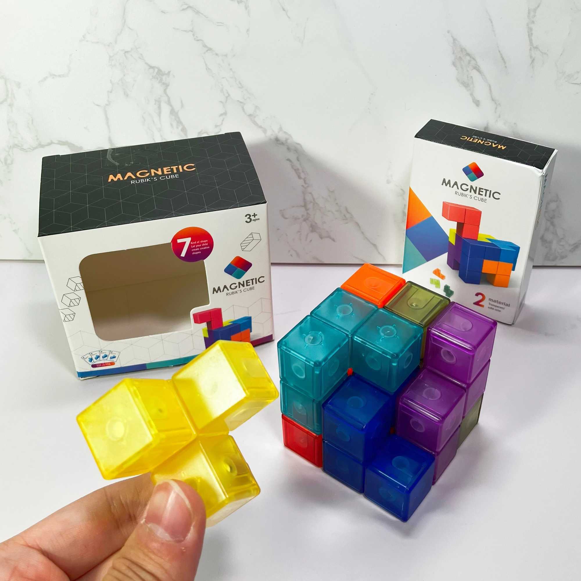DIY Magnetic Cube Building Blocks 3D Magnet Tile 7Pcs Set Puzzle Speed Cube 54pcs Guide Cards Intelligence Toys For Children C250916