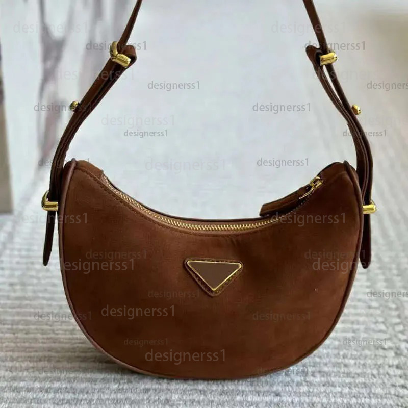 Designer Shoulder Bags Hobo Handbags Women Suede Brown Fashion Crossbody Bags Leather Half Moon Cross Body Handbags Totes