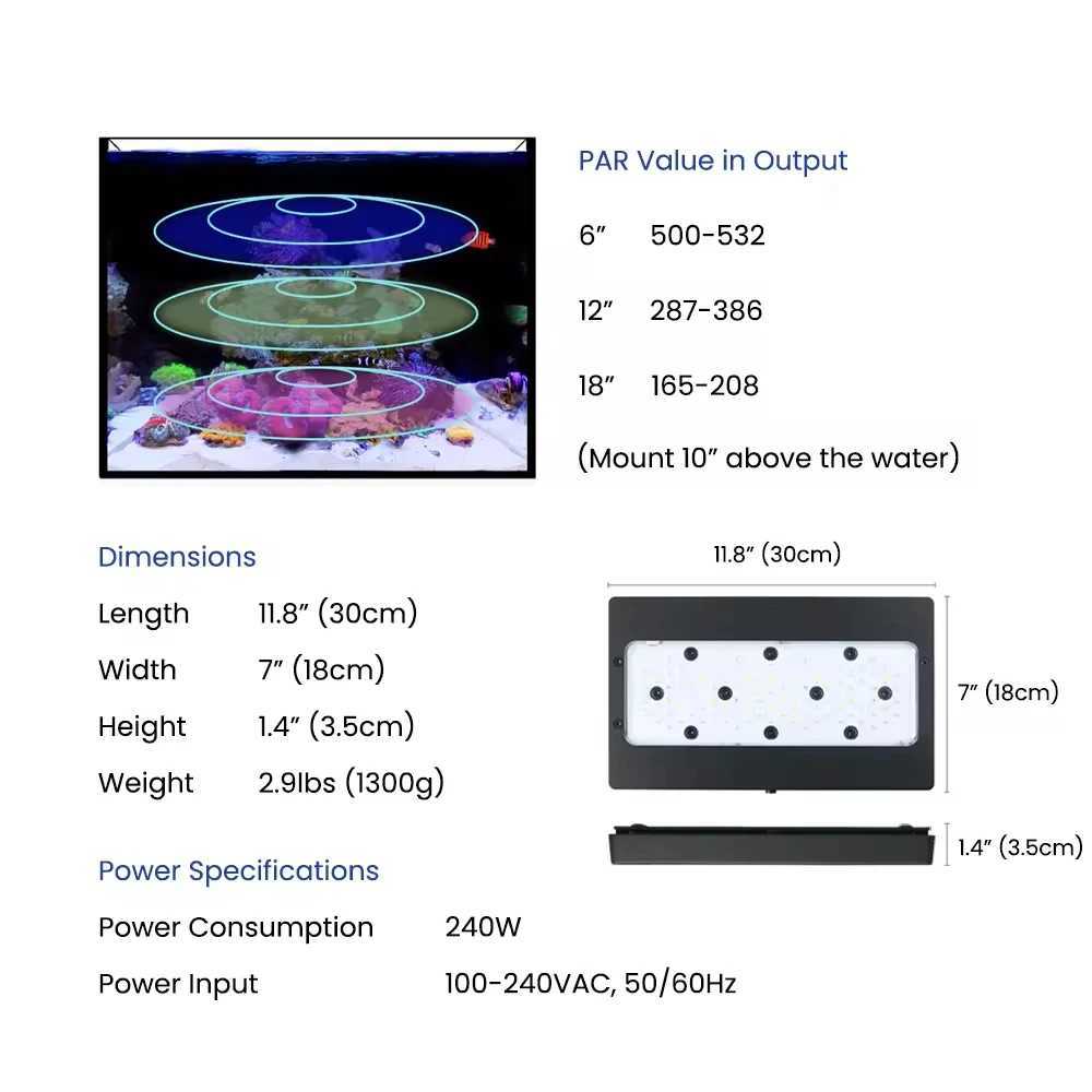 AIPAI A8 Pro II MaxBlue 240W s LED Beads Full Spectrum WIFI 8 Channels Marine Coral Reef Professional Aquarium Light W250916