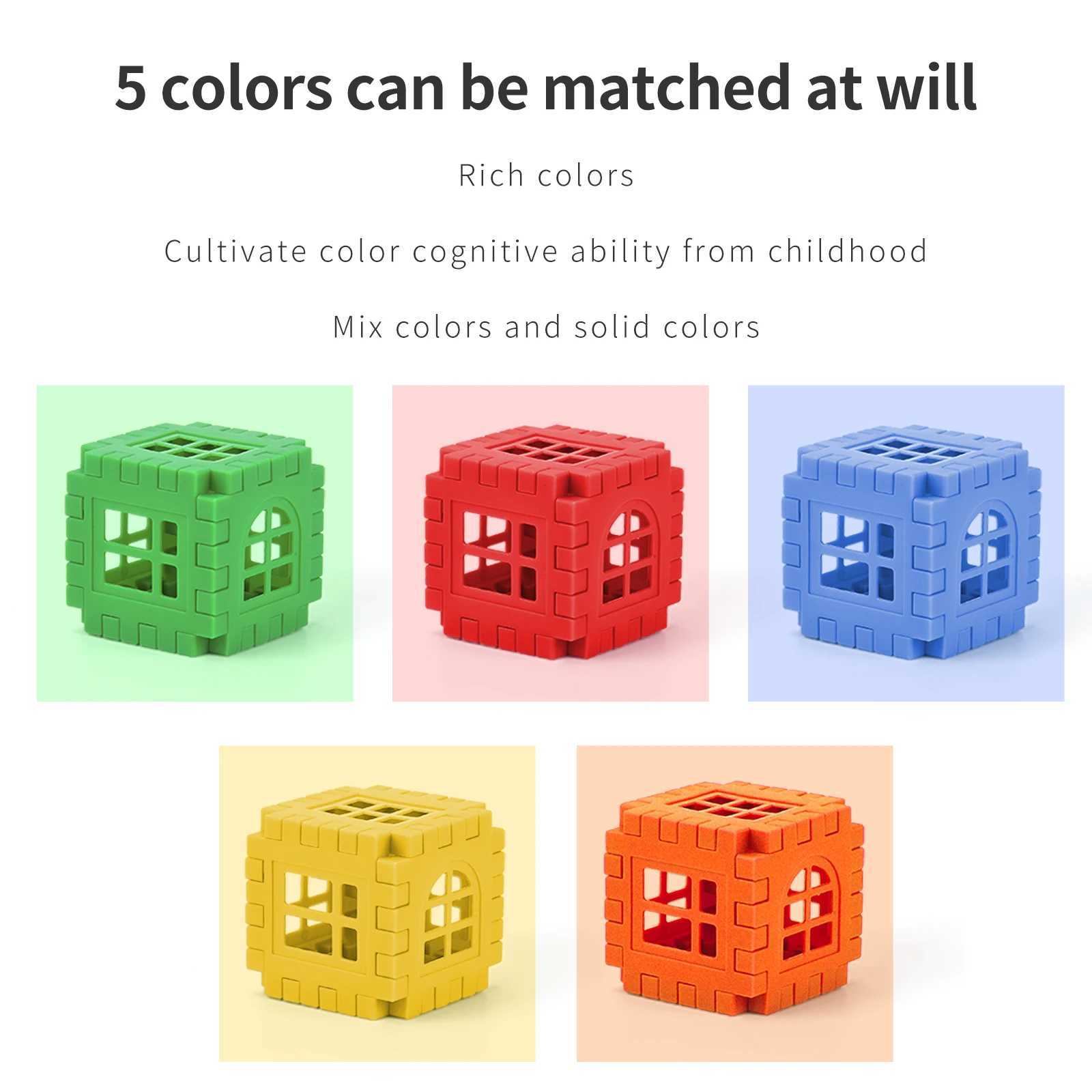 Children Building Houses Building Blocks Assembling Toys Puzzle Large Particle Blocks Wall And Window Models Puzzle 312 C250916