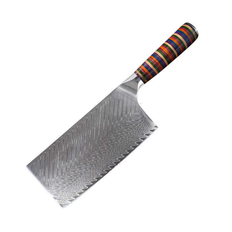VG10 Damascus steel chef's knife set for home use in Chinese kitchen. Includes multiple knives for slicing meat. X241102