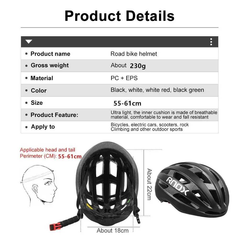 RNOX New Ultralight Cycling Helmet Safety Cap Bicycle Helmet for Women Men Racing Bike Equipments Road MTB Adult Bike Helmets J250916